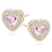 Cercei argint placati cu aur galben inima roz DiAmanti Z0760EG_LP-DIA